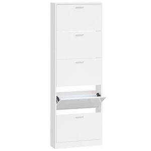 vidaXL Armoire &agrave; chaussure Blanc brillant 59x17x169 cm Bois ing&eacute;nierie