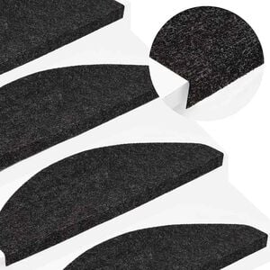 vidaXL Tapis d'escalier autocollants 15 pcs 56x17x3 cm Noir