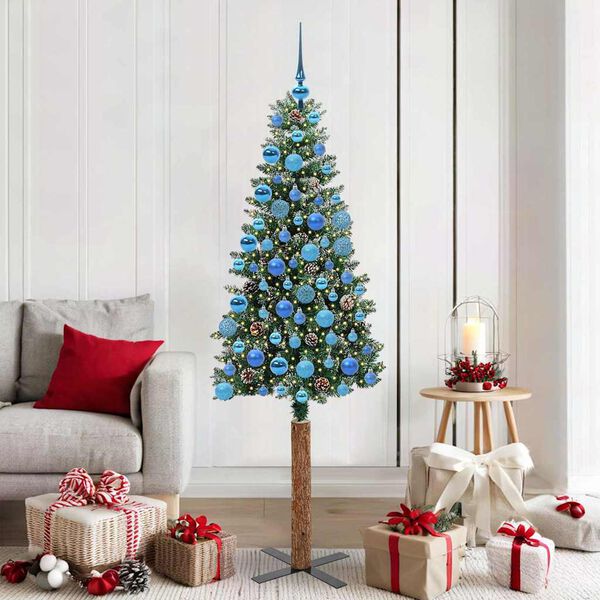 vidaXL Sapin de No&euml;l mince Vert 180 cm PVC et bois de pin massif
