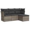 vidaXL Salon de jardin 4 pcs avec coussins gris r&eacute;sine tress&eacute;e