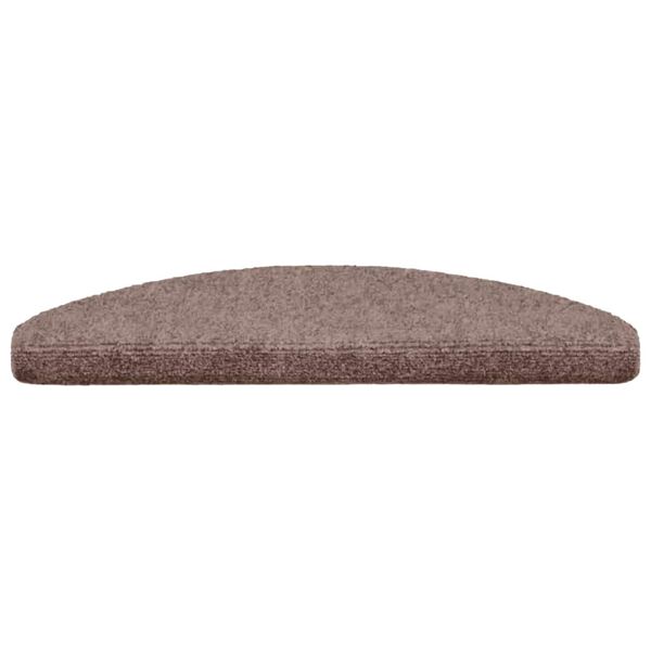 vidaXL Tapis d'escalier auto-adh&eacute;sifs 15 pi&egrave;ces 65 x 21 x 4 cm Marron clair Demi-rond Grand