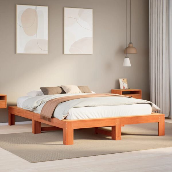 vidaXL Cadre de lit sans matelas cire marron 150x200cm bois pin massif