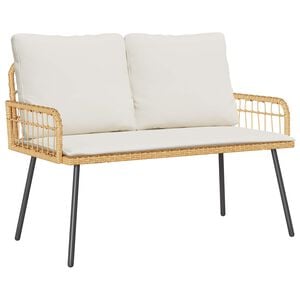 vidaXL Banc de jardin avec coussin Nature 114 x 64 x 90cm Acier