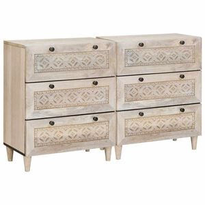 vidaXL Buffet 2 pc 120 x 33,5 x 75 cm bois de manguier massif Blanc
