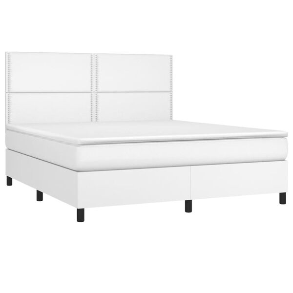 vidaXL Sommier &agrave; lattes de lit avec matelas Blanc 180x200cm Similicuir