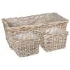 vidaXL Panier de plantation avec stockage 3 pcs Gris Rattan Kubu
