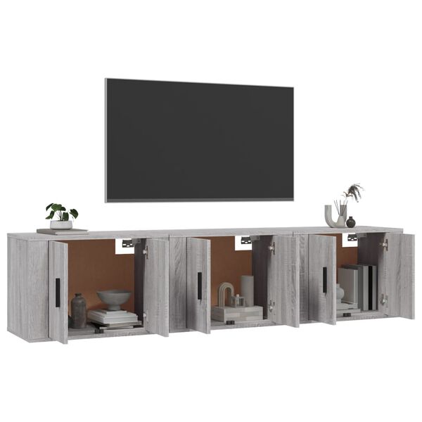 vidaXL Meubles TV muraux 3 pcs sonoma gris 57x34,5x40 cm