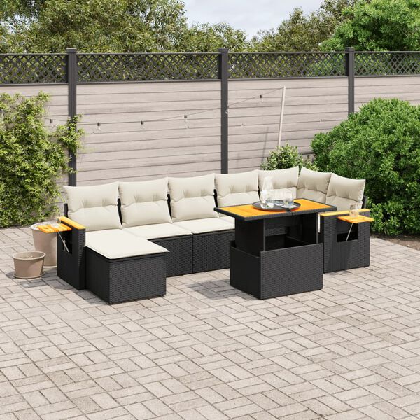 vidaXL Salon de jardin 8 pcs avec coussins noir r&eacute;sine tress&eacute;e