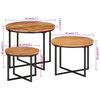 vidaXL Tables basses gigognes 3 pcs bois massif d'acacia et fer