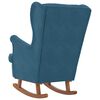 vidaXL Fauteuil &agrave; bascule &agrave; oreilles en velours bleu bois massif