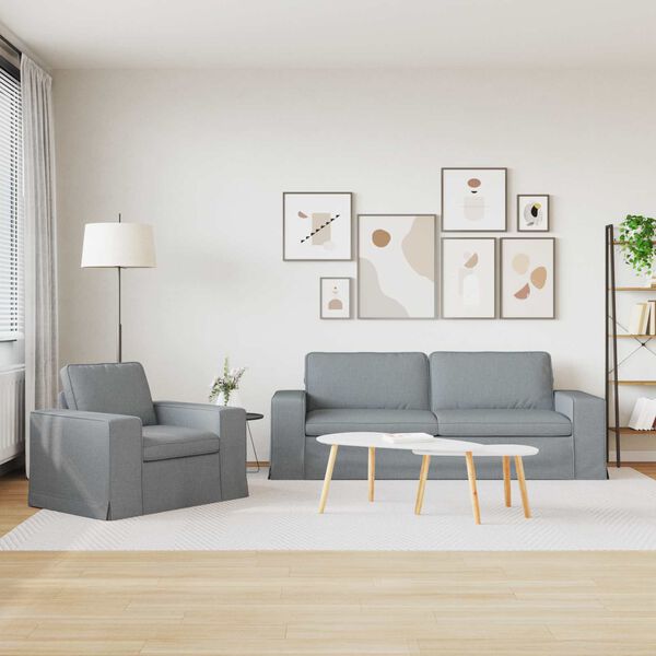 vidaXL Canap&eacute; 2 pcs Gris clair 182 x 80 x 82 cm tissu