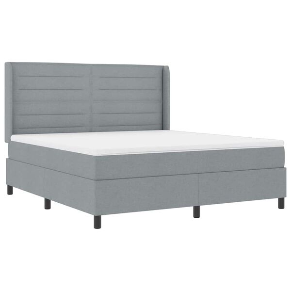 vidaXL Lit &agrave; ressorts avec matelas Gris clair 180 x 200 cm tissu