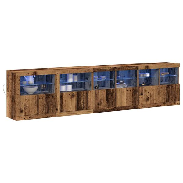 vidaXL Buffet LED Bois ancien 283 x 37 x 67 cm Bois d'ing&eacute;nierie