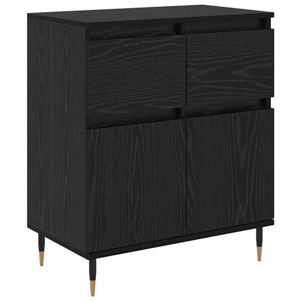 vidaXL Buffet Ch&ecirc;ne noir 60 x 35 x 70 cm Bois d'ing&eacute;nierie et fer