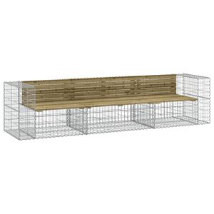vidaXL Banc de jardin design gabion 287x71x65,5cm bois de pin impr&eacute;gn&eacute;