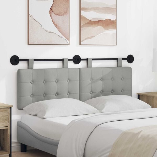 vidaXL T&ecirc;te de lit suspendue Gris nuage 130 x 55 x 5 cm tissu