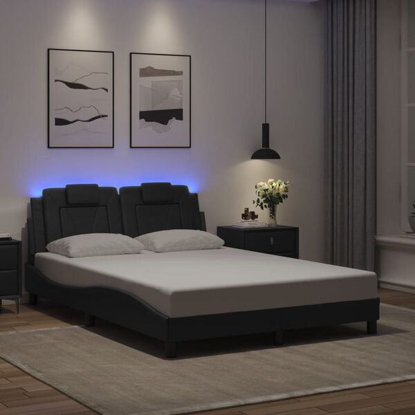 vidaXL Cadre de lit Viana avec LED sans matelas noir 120x200 cm