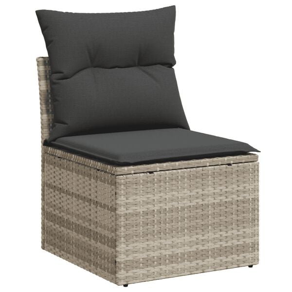 vidaXL Salon de jardin 4 pcs avec coussins gris clair r&eacute;sine tress&eacute;e