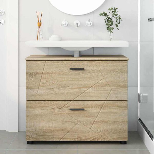 vidaXL Cabinet de salle de bain Ch&ecirc;ne Sonoma 76,5 x 35 x 64 cm