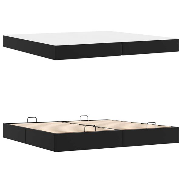 vidaXL Cadre de lit avec matelas Noir 200 x 200 cm Faux cuir