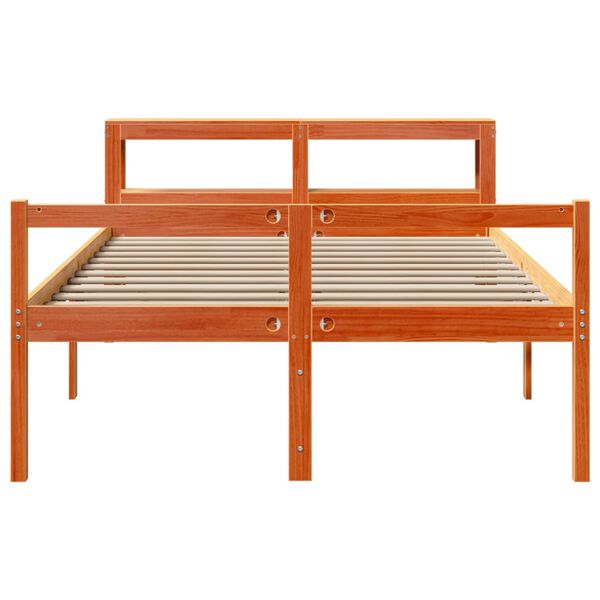 vidaXL Cadre de lit et t&ecirc;te de lit sans matelas cire marron 140x190 cm