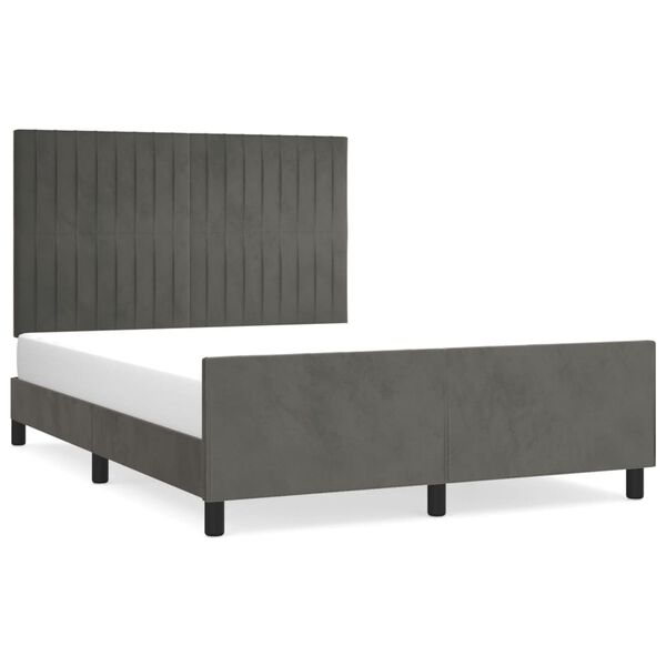 vidaXL Cadre de lit sans matelas gris fonc&eacute; 140x190 cm velours