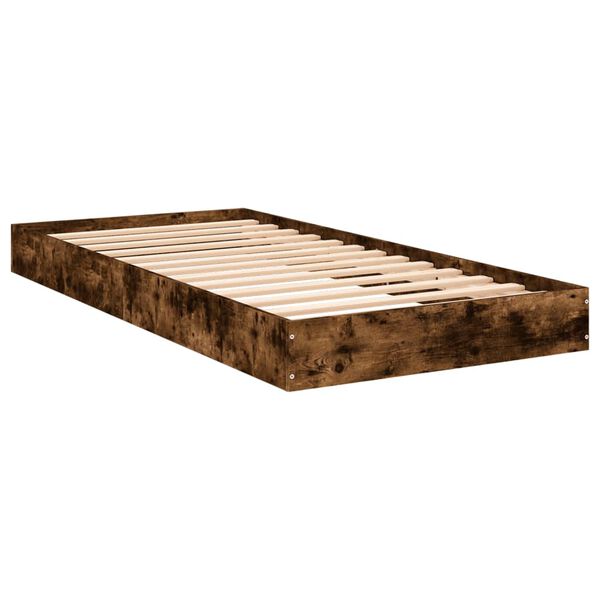 vidaXL Cadre de lit sans matelas ch&ecirc;ne fum&eacute; 75x190cm bois d'ing&eacute;nierie