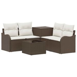vidaXL Ensemble de Canap&eacute;s 6 pc Marron et cr&egrave;me blanche