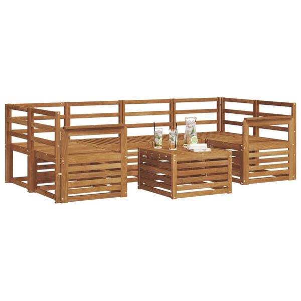 vidaXL Ensembles de canap&eacute;s 7 pcs Naturel Bois d'Acacia Massif