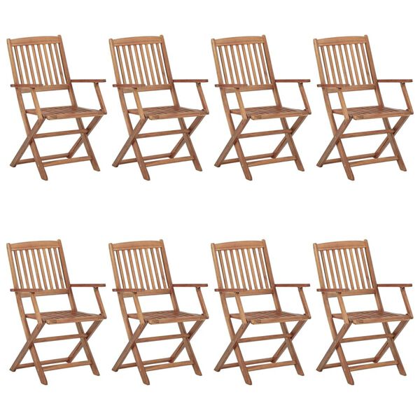 vidaXL Chaises pliables de jardin lot de 8 avec coussins Bois d'acacia