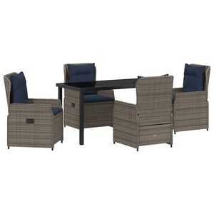 vidaXL Ensemble de salle &agrave; manger pour jardin 5 pcs Gris Poly rotin