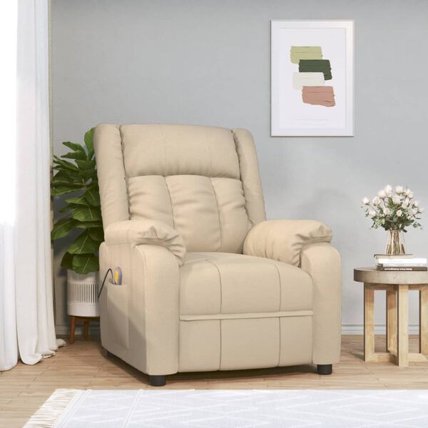 vidaXL Fauteuil de massage Crème Tissu