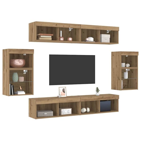 vidaXL Ensemble meuble TV 8 pcs ch&ecirc;ne artisanal Bois d'ing&eacute;nierie