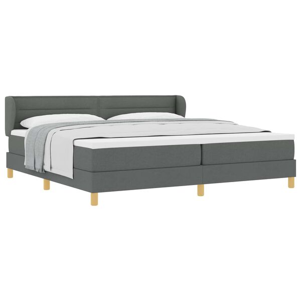 vidaXL Lit &agrave; ressorts avec matelas Gris fonc&eacute; 200 x 200 cm tissu