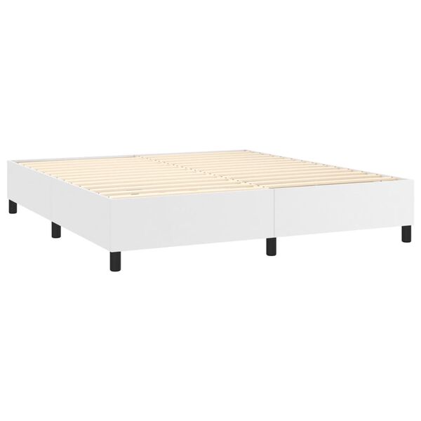 vidaXL Sommier &agrave; lattes de lit avec matelas Blanc 180x200cm Similicuir