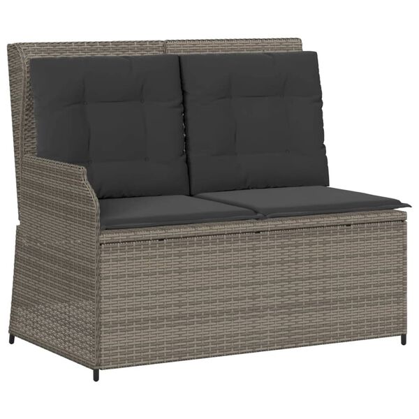 vidaXL Salon de jardin 5 pcs avec coussins Gris R&eacute;sine tress&eacute;e