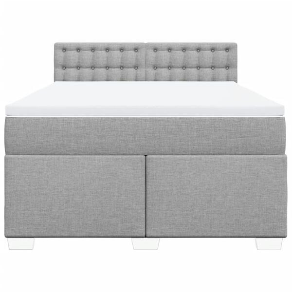 vidaXL Sommier &agrave; lattes de lit avec matelas Gris clair 140x190cm Tissu