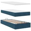 vidaXL Cadre de lit ottoman avec matelas bleu fonc&eacute; 200x200 cm velours
