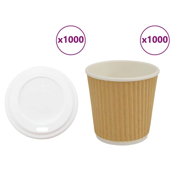 vidaXL Tasses &agrave; caf&eacute; en papier avec couvercles 1000 pcs 4oz 100ml