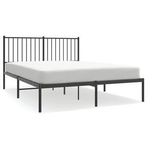 vidaXL Cadre de lit m&eacute;tal sans matelas avec t&ecirc;te de lit noir 135x190cm