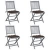 vidaXL Chaises pliantes 4 pi&egrave;ces avec coussins en bois d'acacia massif