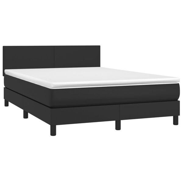 vidaXL Sommier &agrave; lattes de lit avec matelas et LED Noir 140x200 cm
