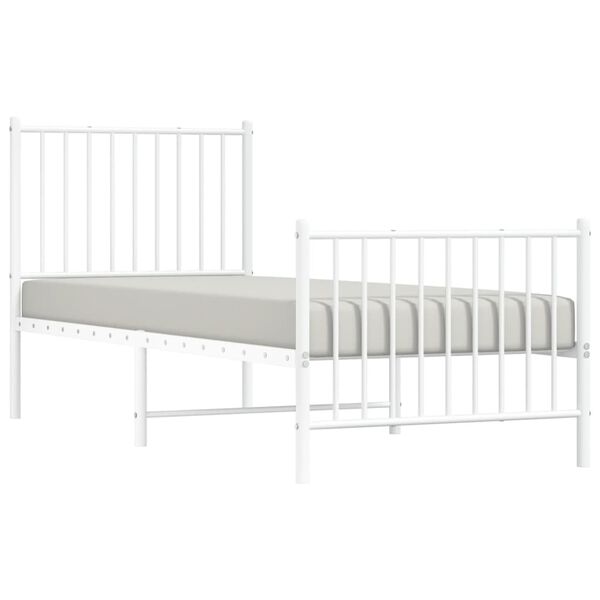 vidaXL Cadre de lit métal sans matelas avec pied de lit blanc 80x200cm