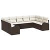 vidaXL Ensemble de canap&eacute; de jardin 9 pcs Marron et blanc polyrotin