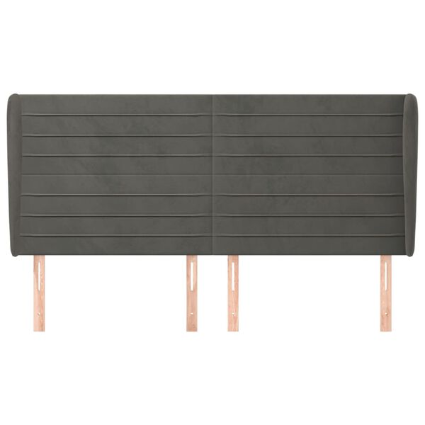 vidaXL Tête de lit avec oreilles Gris foncé 183x23x118/128 cm Velours