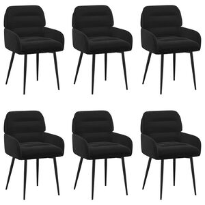 vidaXL Chaises de salle &agrave; manger 6 pc Velours Noir 59 x 59,5 x 90 cm