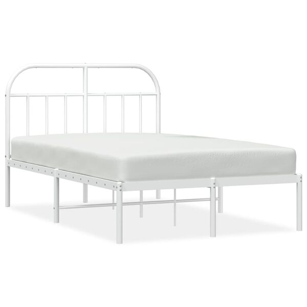 vidaXL Cadre de lit m&eacute;tal sans matelas et t&ecirc;te de lit blanc 120x190 cm