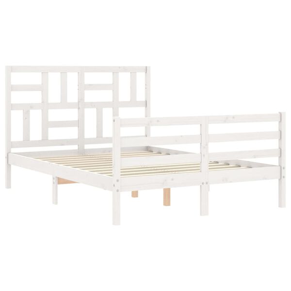 vidaXL Cadre de lit sans matelas blanc 140x200 cm bois massif