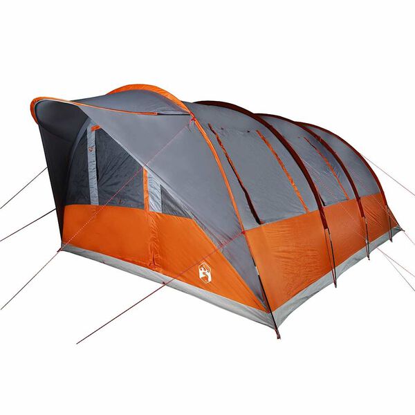vidaXL Tente familiale tunnel 7 personnes gris et orange imperméable