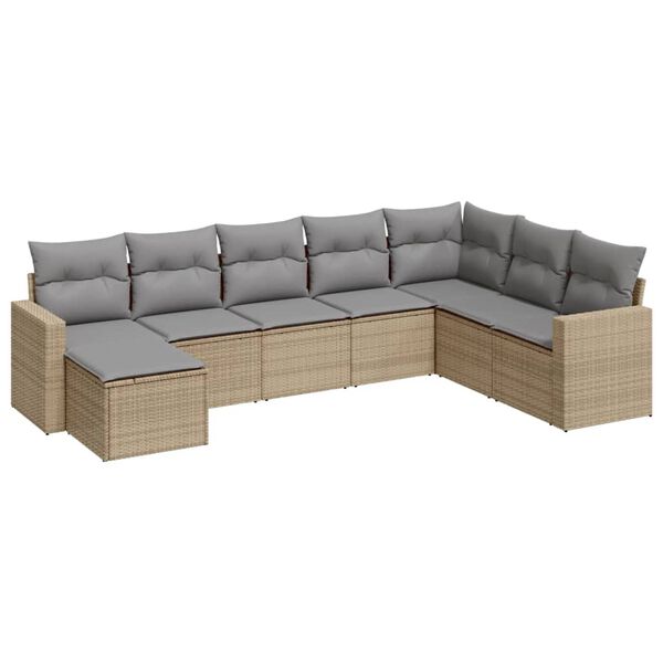 vidaXL Salon de jardin avec coussins 8 pcs beige résine tressée